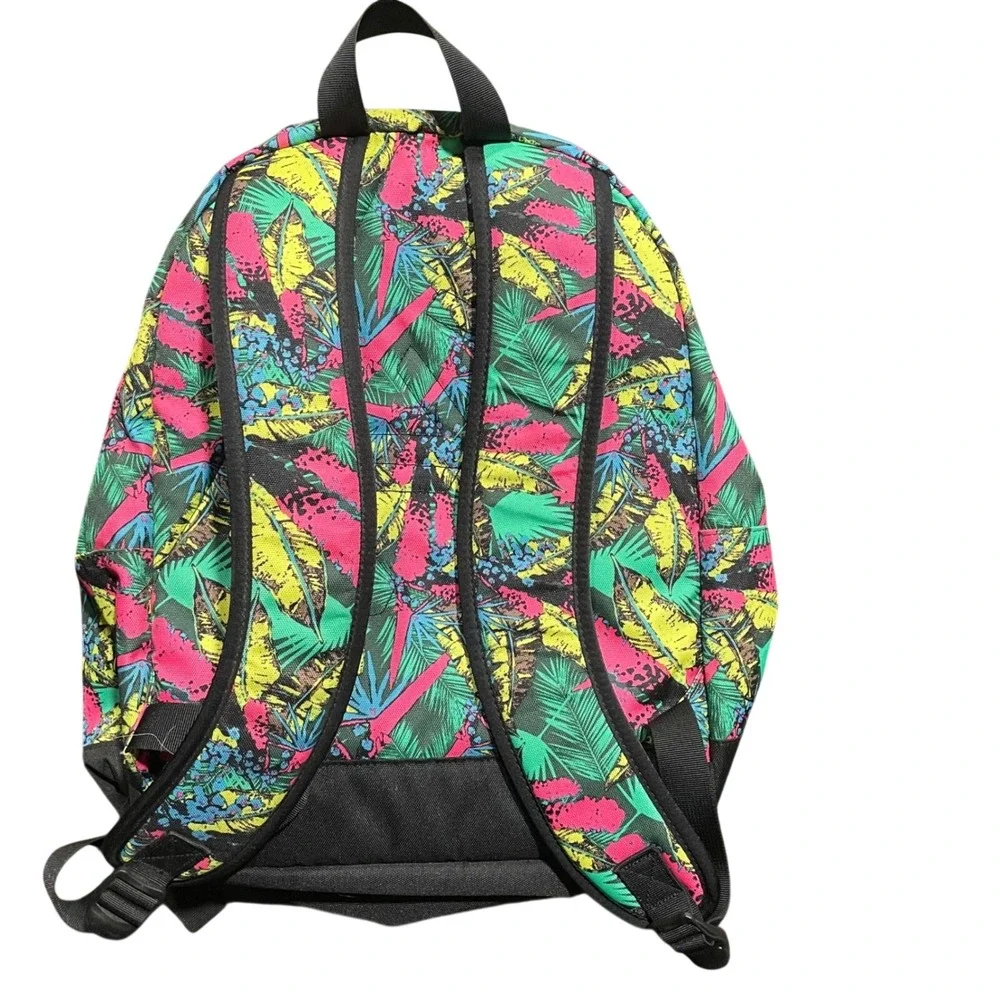 KAVU‎ True Outdoor Tropical Leaf Print Backpack Neon Pink Teal Yellow Daypack